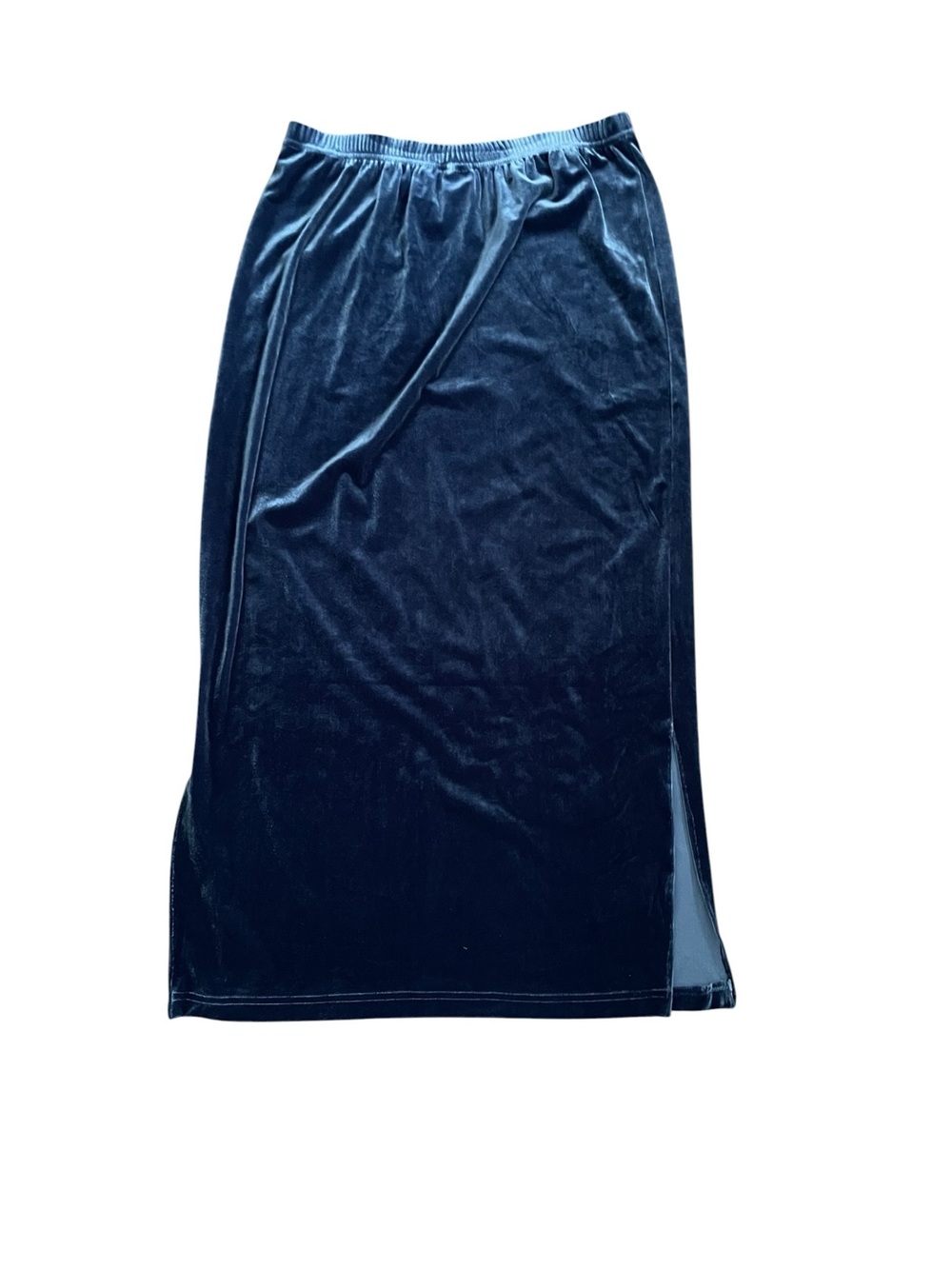 VTG Jason Maxwell Navy Blue Iridescent Velvet Maxi Skirt Petite L Whimsigoth